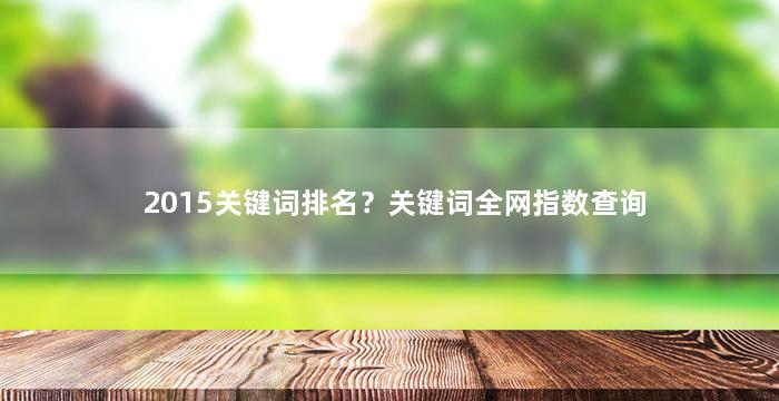 2015关键词排名？关键词全网指数查询