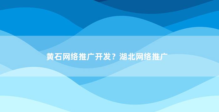 黄石网络推广开发？湖北网络推广
