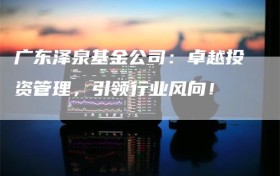 广东泽泉基金公司：卓越投资管理，引领行业风向！