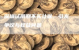 深圳试用期不买社保，引发争议与权益问题