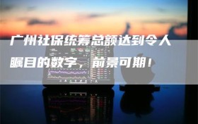 广州社保统筹总额达到令人瞩目的数字，前景可期！