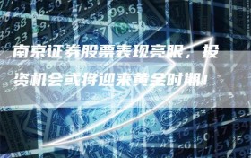 南京证券股票表现亮眼，投资机会或将迎来黄金时期！