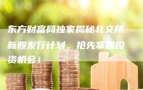 东方财富网独家揭秘北交所新股发行计划，抢先掌握投资机会！