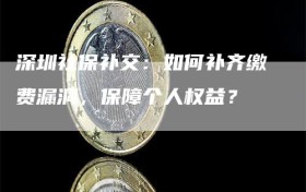 深圳社保补交：如何补齐缴费漏洞，保障个人权益？