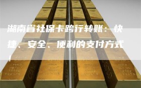 湖南省社保卡跨行转账：快捷、安全、便利的支付方式！