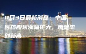 11月3日最新消息：中国医药股现涨幅扩大，市盈率创新高