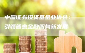 中国证券投资基金业协会：引领普惠金融服务新发展