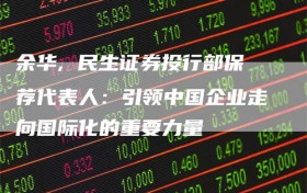 余华, 民生证券投行部保荐代表人：引领中国企业走向国际化的重要力量