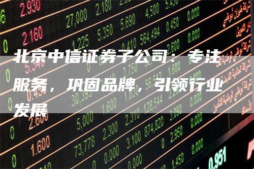 北京中信证券子公司：专注服务，巩固品牌，引领行业发展